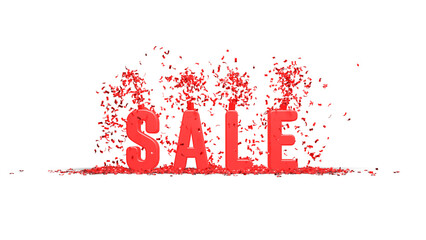 SALE text written in yellow with confetti spray on top - business - 3D rendering on transparent background