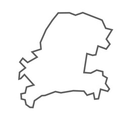 Mau District Vector Map with Bold Black Outline, Uttar Pradesh, india