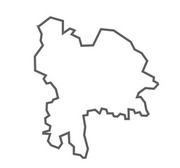 Pilibhit District Vector Map with Bold Black Outline, Uttar Pradesh, india