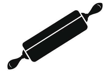 Black Rolling Pin Illustration for Dough Preparation and Culinary Use in Kitchen Baking