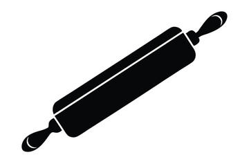 Elegant Black and White Silhouette Image of a Traditional Dough Rolling Pin