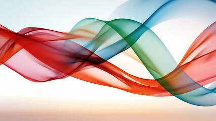 Colorful abstract waves of translucent fabric flowing on a white background. Elegant and light motion design, perfect for modern branding, backgrounds, or artistic visuals - Powered by Adobe