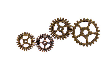 Metal cogwheels on white background	