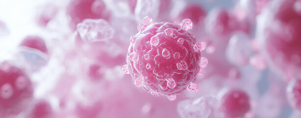 Melanoma cells under high magnification detailed view of melanoma skin cancer cells, with dark pigmentation and irregular cellular shapes under a microscope