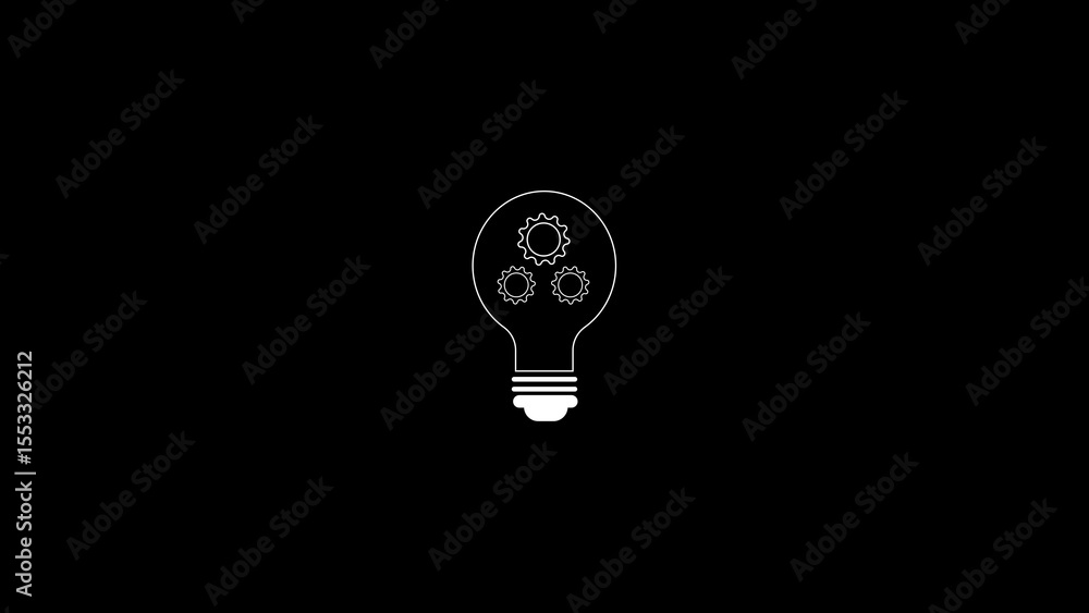 Poster innovative idea concept with a light bulb and gears symbolizing creative thinking and problem solvin