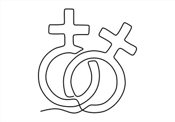 Two intertwined female symbols.  line icon-continuous line drawing. Editable stroke.