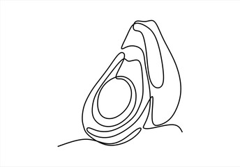 Single-Line Drawing of Sliced Avocado.  line icon-continuous line drawing. Editable stroke.