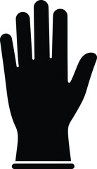 Obraz premium Black silhouette of a gloved hand with fingers extended, palm facing forward, against a white background.