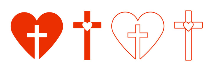 Obraz premium Christian concept illustrations with heart and cross symbols
