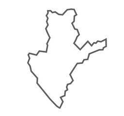 Sambhal District Vector Map with Bold Black Outline, Uttar Pradesh, india