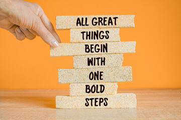 Inspiring action for change the power of one bold step in personal growth. Beautiful orange...