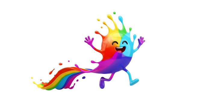 Naklejki Happy Colorful Paint Splash Character