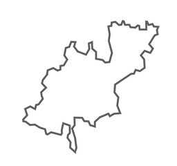 Shahjahanpur District Vector Map with Bold Black Outline, Uttar Pradesh, india