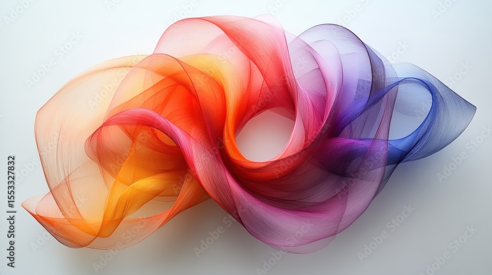 Aufkleber swirling colorful translucent fabric art creation with dynamic waves flow in vibrant shades spectrum