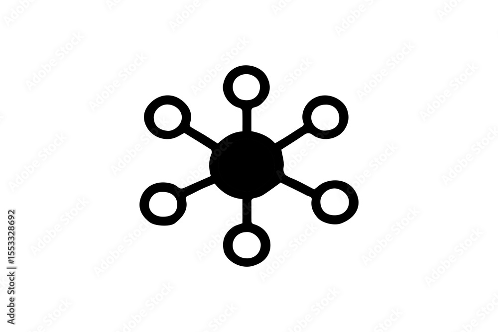 Poster the image displays a black icon representing a hub-and-spoke network or a central distribution point