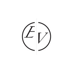 Initial Alphabet Design EV Monogram Simple Logo Unique Vector Circled Alphabet