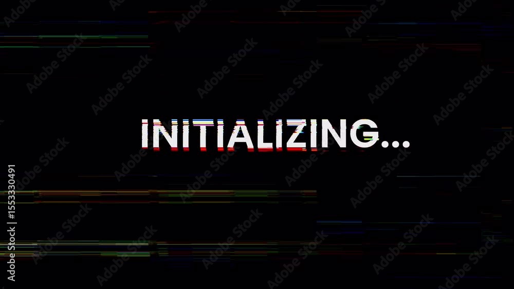 Aufkleber text with glitch effects on a black background. abstract vintage twitched 4k loop motion animation. 