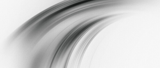 Soft curved monochrome gradient light streak black and white, motion blur noise grain texture. movement sport energy luxury minimal modern design background, website header banner poster backdrop.