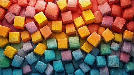 Abundant cubes of vibrant colors filling the frame in a cheerful display of a modern background art and design