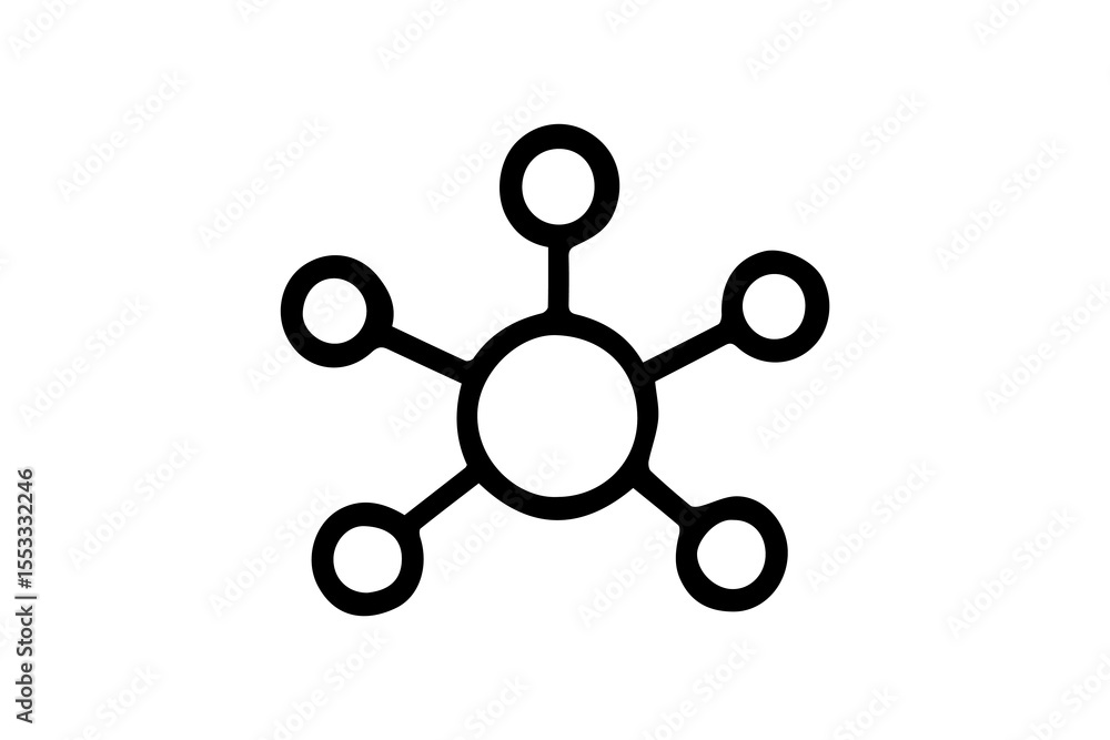 Poster the image shows a black outline icon representing a hub-and-spoke network or a central connection po