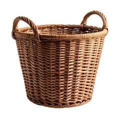 Obraz premium Woven rustic container, meticulously crafted with sturdy grips, perfect on transparent background