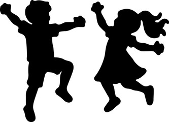 jumping children silhouettes