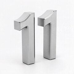A 3D metallic number "11" in shiny silver, isolated on a white background, symbolizing milestone, achievement, and celebration.