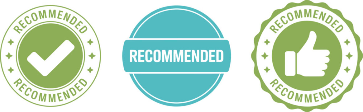 Recommended product badge vector design for quality approval and guarantee seal