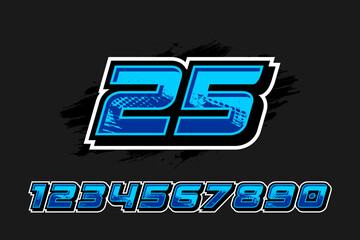 Set of racing number 25, start racing number, sport race number vector illustration EPS 10