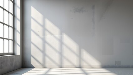 Obraz premium Minimal background of grey textured concrete wall with window shadow for product or text display 
