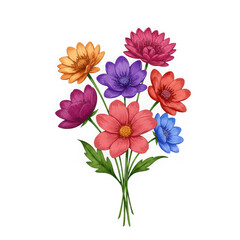 Colorful flower bouquet isolated on transparent background