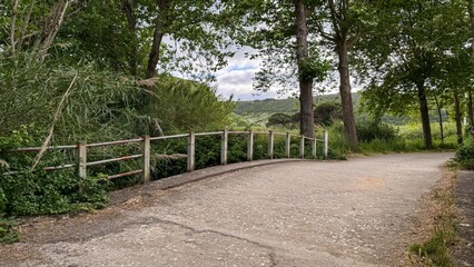 A serene, forgotten countryside lane beckons wanderlust, inviting whispers of May Day revelry and ancient Earth Day echoes