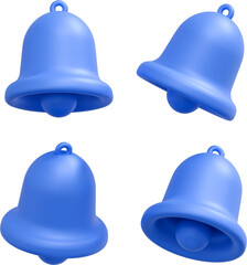3D 알림 블루 종 아이콘 세트 일러스트 / 3D Notification Blue Bell Icon Set Illustration