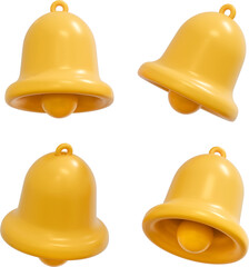 3D 알림 옐로우 종 아이콘 세트 일러스트 / 3D Notification Yellow Bell Icon Set Illustration