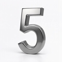 Sleek silver number 5 a modern metallic statement for stylish spaces.