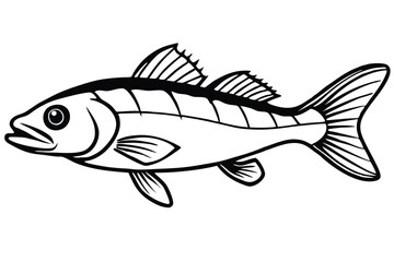 Black and White Stylized Fish Illustration with Intricate Fin and Tail Details