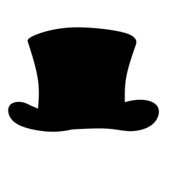 Black silhouette of a classic leprechaun or vintage top hat, minimal vector icon perfect for costume symbols, Irish culture, magic themes, or party decorations
