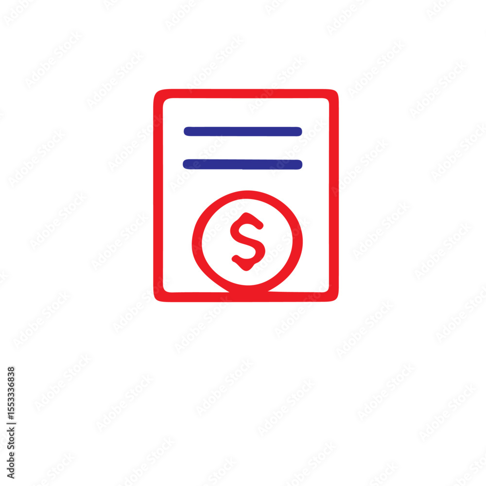 Poster a document with lines and a dollar sign in a red circle icon