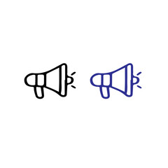 Two megaphone icons one black and one blue simple illustration