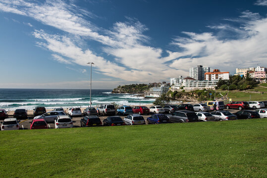 Cars parked at surf beach