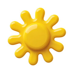 3D sun icon, yellow in color, transparent background, cute style.