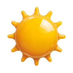 3D sun icon, yellow in color, transparent background, cute style.