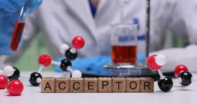 A dynamic laboratory scene showcases a fascinating chemical acceptor experiment featuring vibrant, colorful molecules