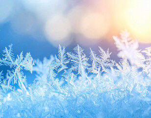Macro Shot of Intricate Ice Crystals on a Frosty Window