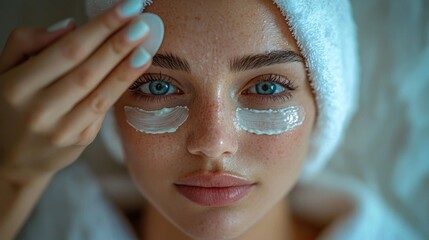 Young Woman Applying Skincare Treatment for Healthy Glowing Skin