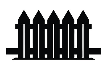 Black and White Graphic Depiction of a Picket Fence Silhouette Illustration Isolated