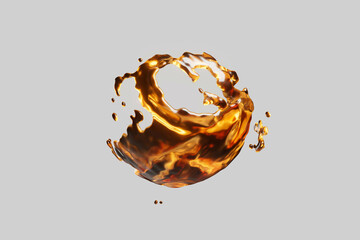 A yellow liquid is splashing out of a circle