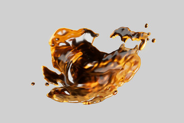 A splash of brown liquid with a splash of white liquid