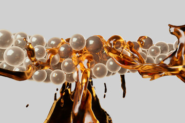 A splash of liquid with a lot of bubbles in it