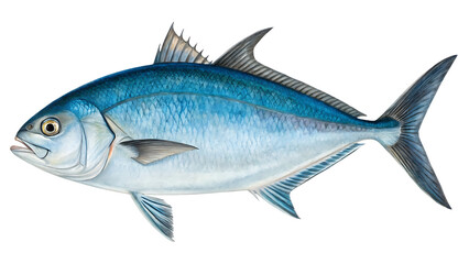 Fototapeta premium Bluefish Isolated on white background PNG.AI GENERATED 